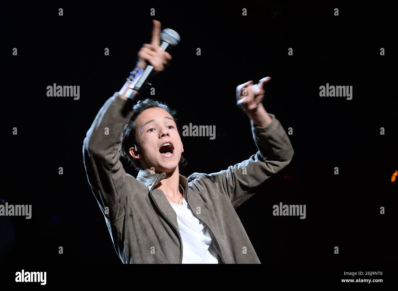 Frans Jeppsson Wall treten am Samstag, den 12. März 2016, beim Großen Preis von Swedish Melody auf und wird Schweden beim Euro Vision Contest vertreten. Foto: Fredrik Sandberg / TT kod 10080 Stockfoto