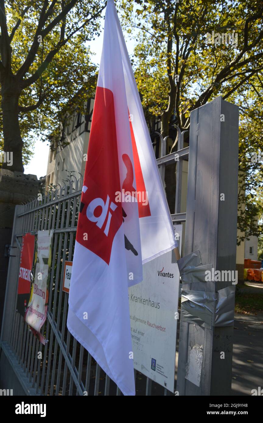 Pflegepersonal´s staatlichen Berliner Vivantes-Krankenhäusern streikt - Fotos: Vivantes Auguste Viktoria Klinik in Schöneberg, Berlin, Deutschland - 9. September 2021. Stockfoto