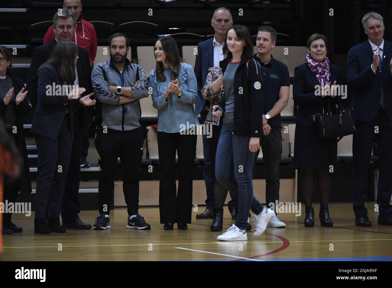 KARLSTAD 2016-10-19 Prinzessin Sofia wird während ihres Besuchs in der Jugendsportanlage in der Stadt Karlstad, Schweden, am 21. Oktober 2016 gesehen. Prinz Carl Philip und Prinzessin Sofia, Holländerin und Herzogin von Varmland, sind auf einem offiziellen Besuch in der Grafschaft Varmland Foto Jessica Gow / TT kod 10070 Stockfoto