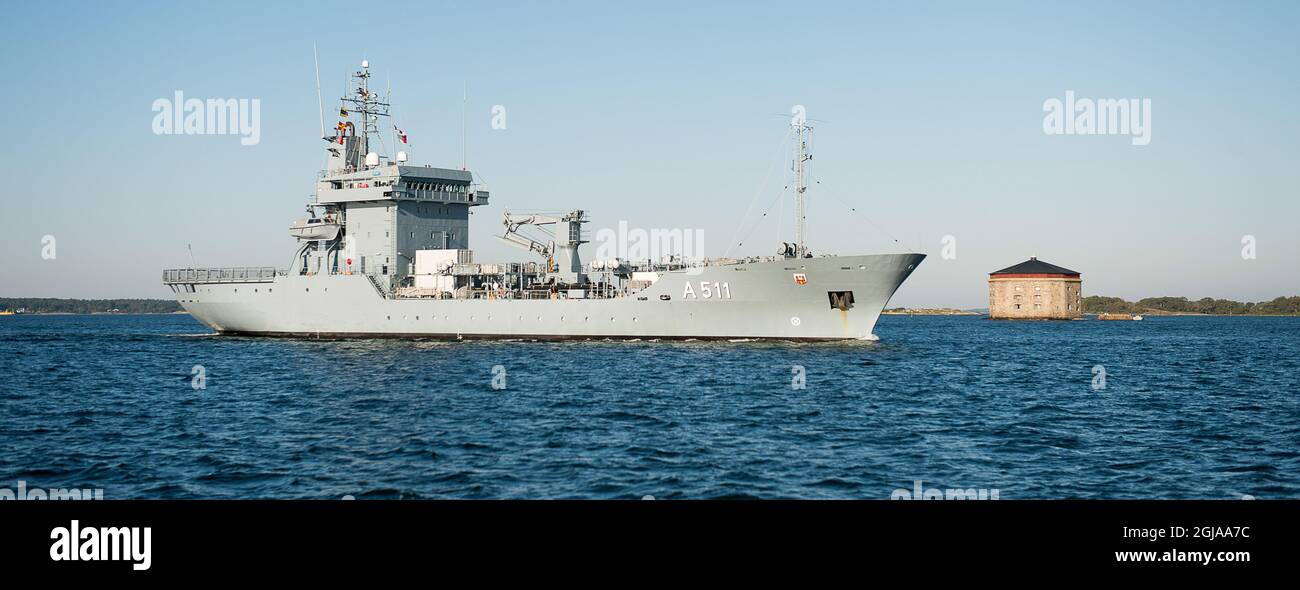 KARLSKRONA 2013-09-06 Deutsches Kriegsschiff A511 Foto: Patric Soderstrom / SCANPIX / Kod 10312 ** BETALBild ** Marine, Schiffe, Kriegsschiffe, Marine, Wasser, Ozeane Boote. Stockfoto