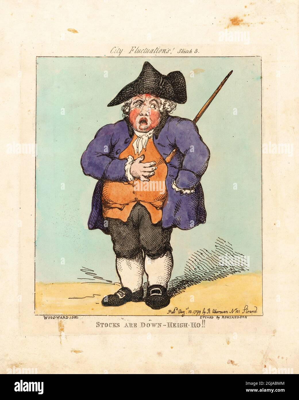 Aktien sind unten, Heigh Ho 1799 Künstler: Thomas Rowlandson (1756-1827) ein englischer Künstler und Karikaturist der georgischen Ära. Als sozialer Beobachter war er ein produktiver Künstler und Druckerei. Quelle: Thomas Rowlandson/Alamy Stockfoto