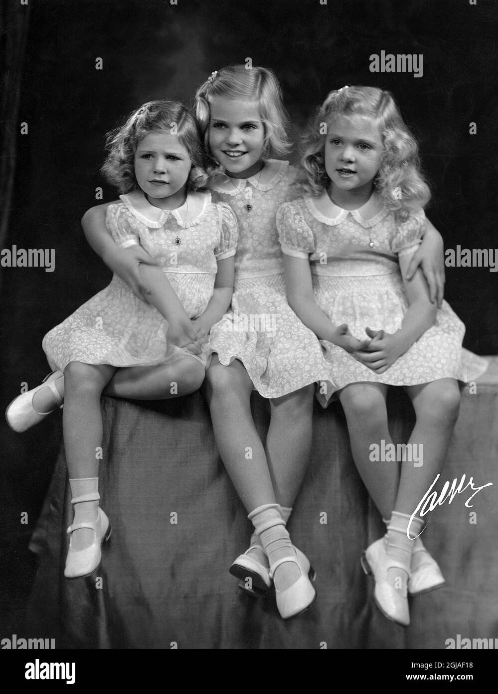 ARKIV HAGA 194210. Von links Prinzessin, DÃ©sirÃ©e, Prinzessin Margaretha und Prinzessin Birgitta von Schweden Foto: Jaeger / Bonnierarkivet / TT / Kod: 3001 Stockfoto