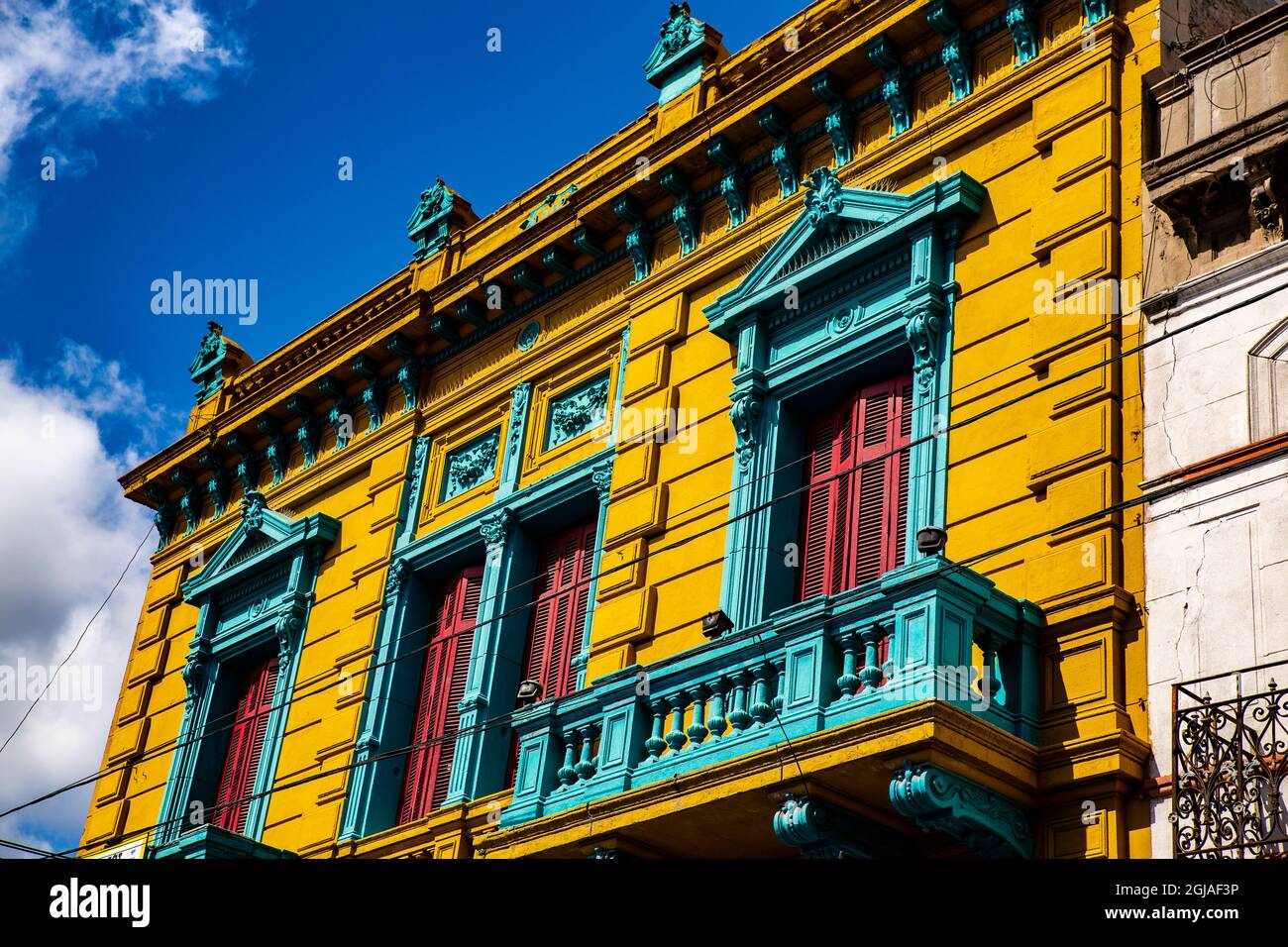Argentinien, Buenos Aires, La Boca. Spanische Architektur. Stockfoto