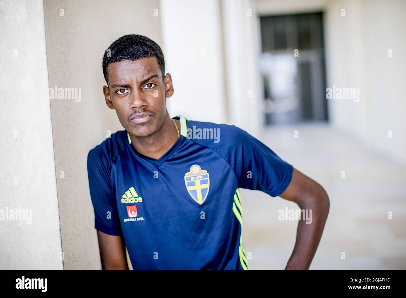 Filebild vom 11 2017. Januar des schwedischen Fußballspielers Alexander Isak beim Training der schwedischen Nationalmannschaft während der Vorsaison-Tour in Abu Dhabi. Stockfoto