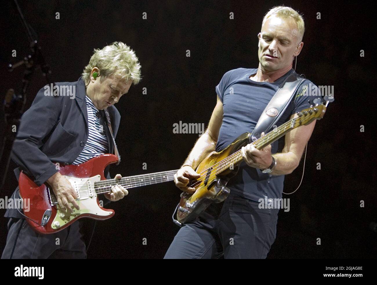 ** Sänger Gordon Sumner AKA Sting erhält den am Dienstag angekündigten Polar Music Prize.** STOCKHOLM 20070829 Sting der Band The Police tritt während eines Konzerts in der Globe Arena in Stockholm auf Mittwoch, 29. August 2007 Foto Claudio Bresciani / Scanpix / Kod 10090 Stockfoto