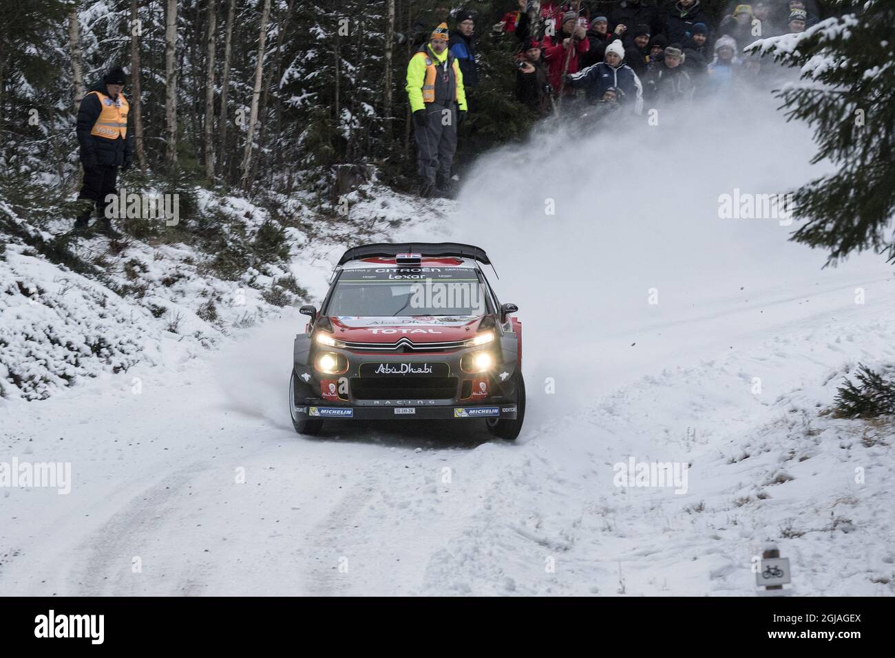 Kris Meeke aus Großbritannien steuert seinen CRATOEN WRC während der Rallye Schweden am 09. Februar 2017 in Torsby, Schweden. Foto: Micke Fransson / TT / Code 61460 Stockfoto