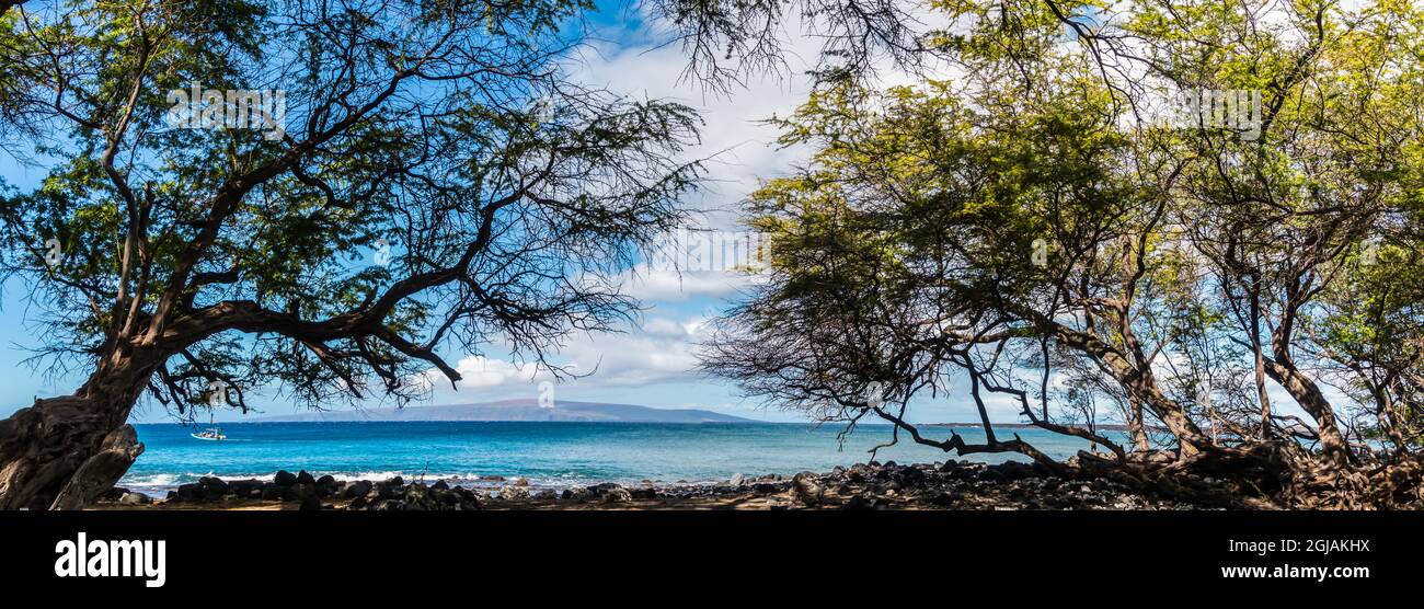 Kaho'olawe Island von Kanaio Beach über La Perouse Bay, Makena-La Perouse State Park, Maui, Hawaii, USA Stockfoto