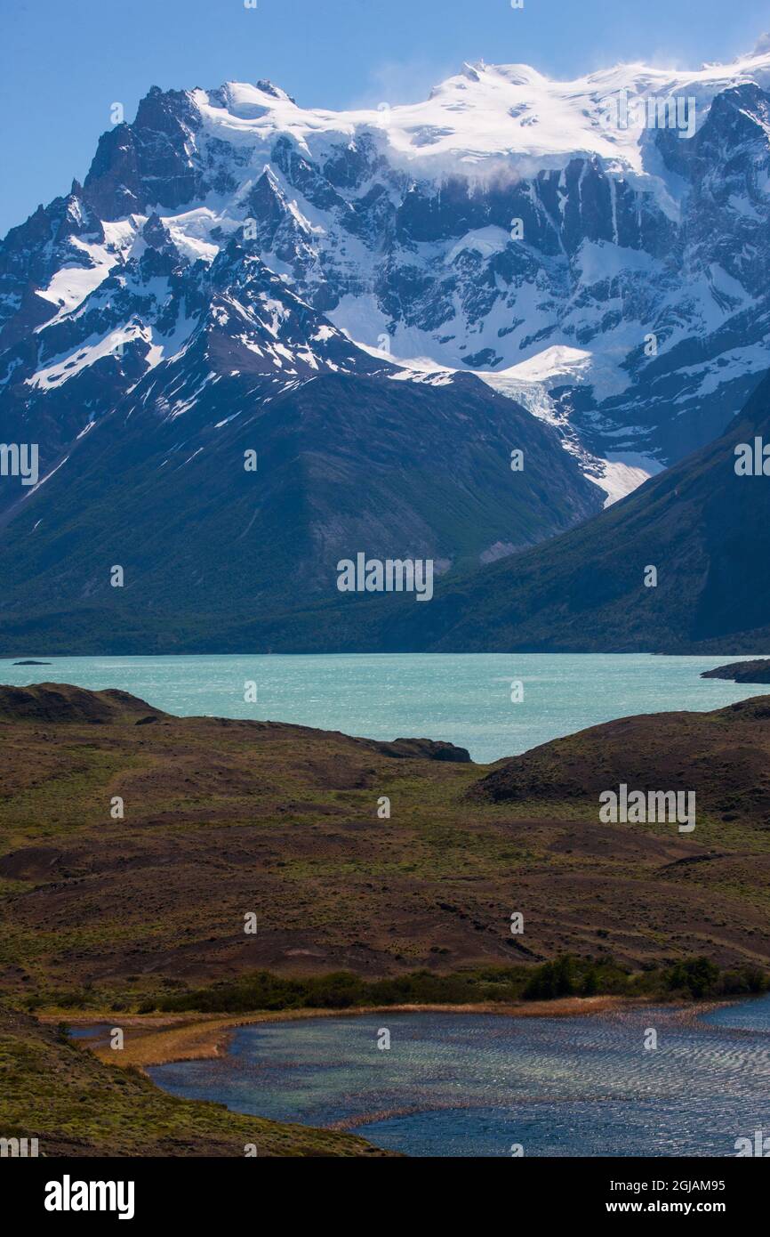 In der südlichen Region Patagonien in Chile befindet sich der weitläufige Nationalpark Torres del Paine Stockfoto