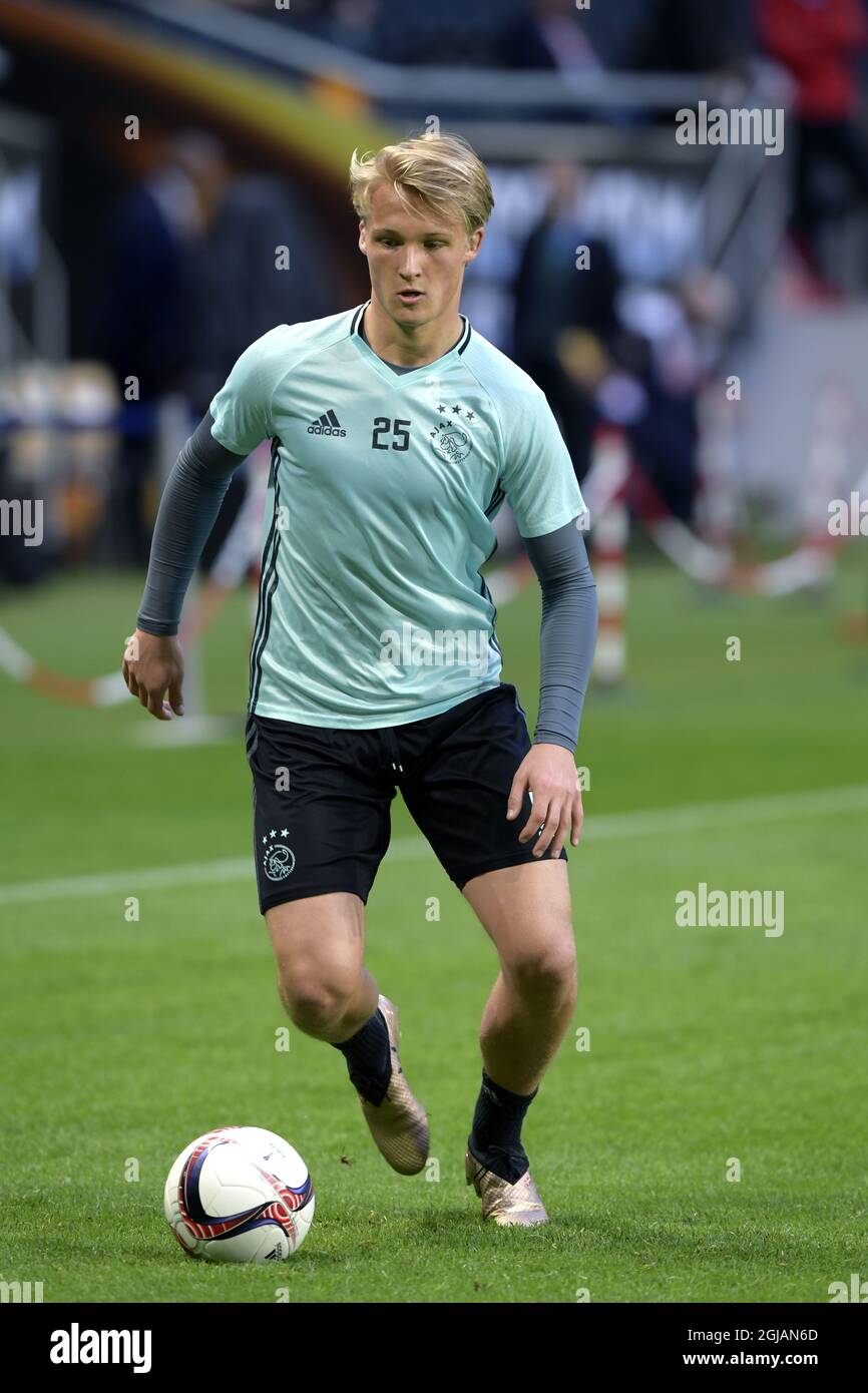 Ajax Kasper Dolberg in Aktion während der Trainingseinheit in der Friends Arena in Solna, Nord-Stockholm, Dienstag, den 23. Mai 2017, am Tag vor dem Fußballfinale der UEFA Europa League am 24. Mai zwischen Ajax Amsterdam und Manchester United. Foto: Anders Wiklund / TT kod 10040 Stockfoto