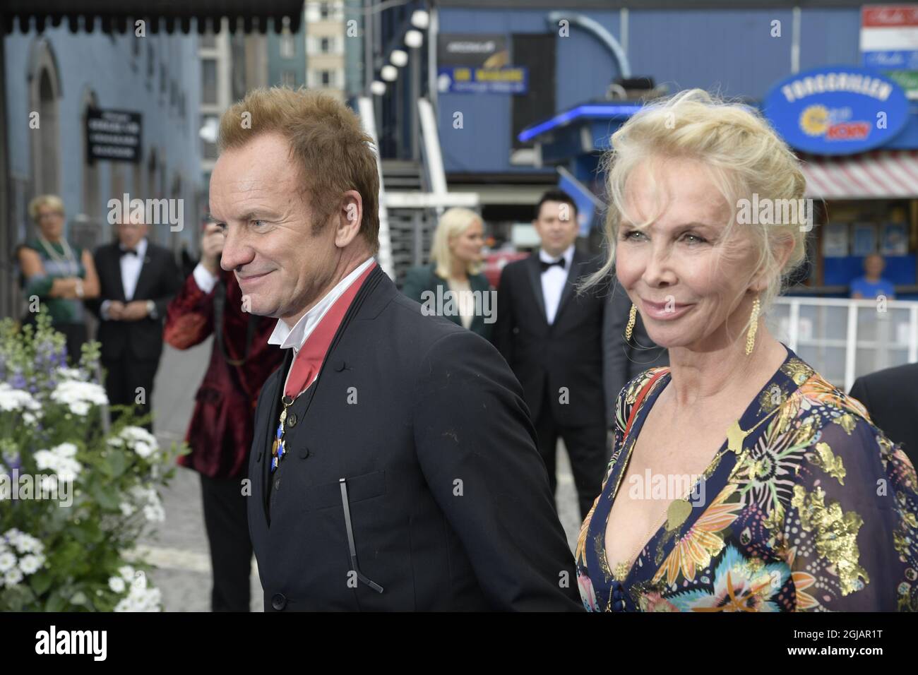 STOCKHOLM 2017-06-15 Polar Music Prize Sting und seine Frau Trudie Styler bei den Polar Music Prize Awards am 15. Juni 2017 in Konserthuset in Stockholm, Schweden. Foto: Anders Wiklund / TT / kod 10040 Stockfoto