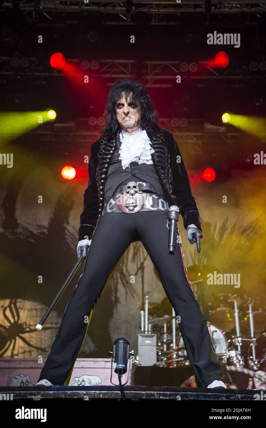 STOCKHOLM 20170727 die amerikanische Rockkünstlerin Alice Cooper tritt am 27. Juli 2017 im Grona Lund amusument Park in Stockholm, Schweden, auf. Foto: Vilhelm Stokstad / TT / Code 11370 Stockfoto