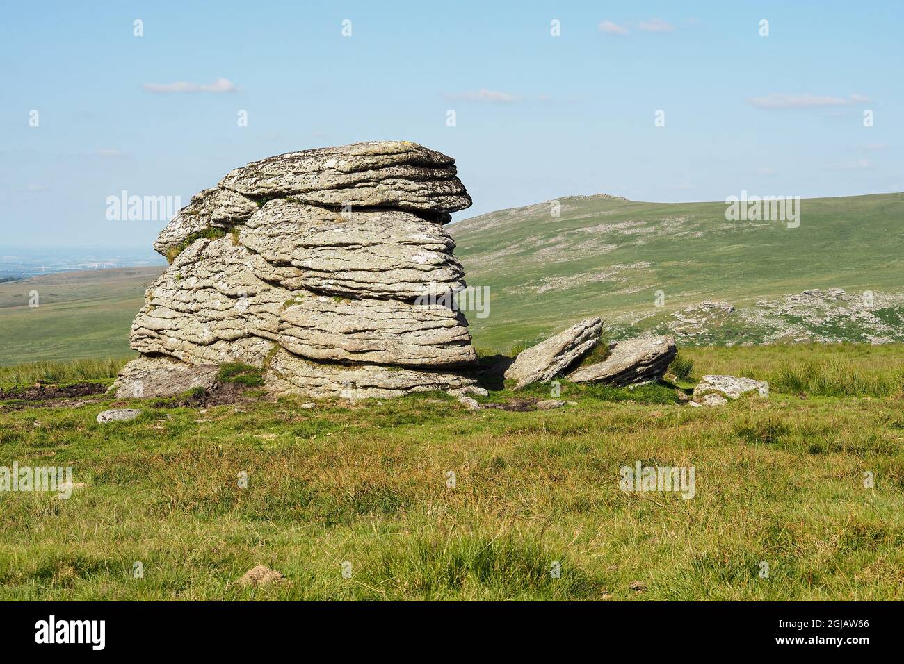 Branscombes Loaf mit Blick auf Yes Tor, Dartmoor National Park, Devon, Großbritannien Stockfoto