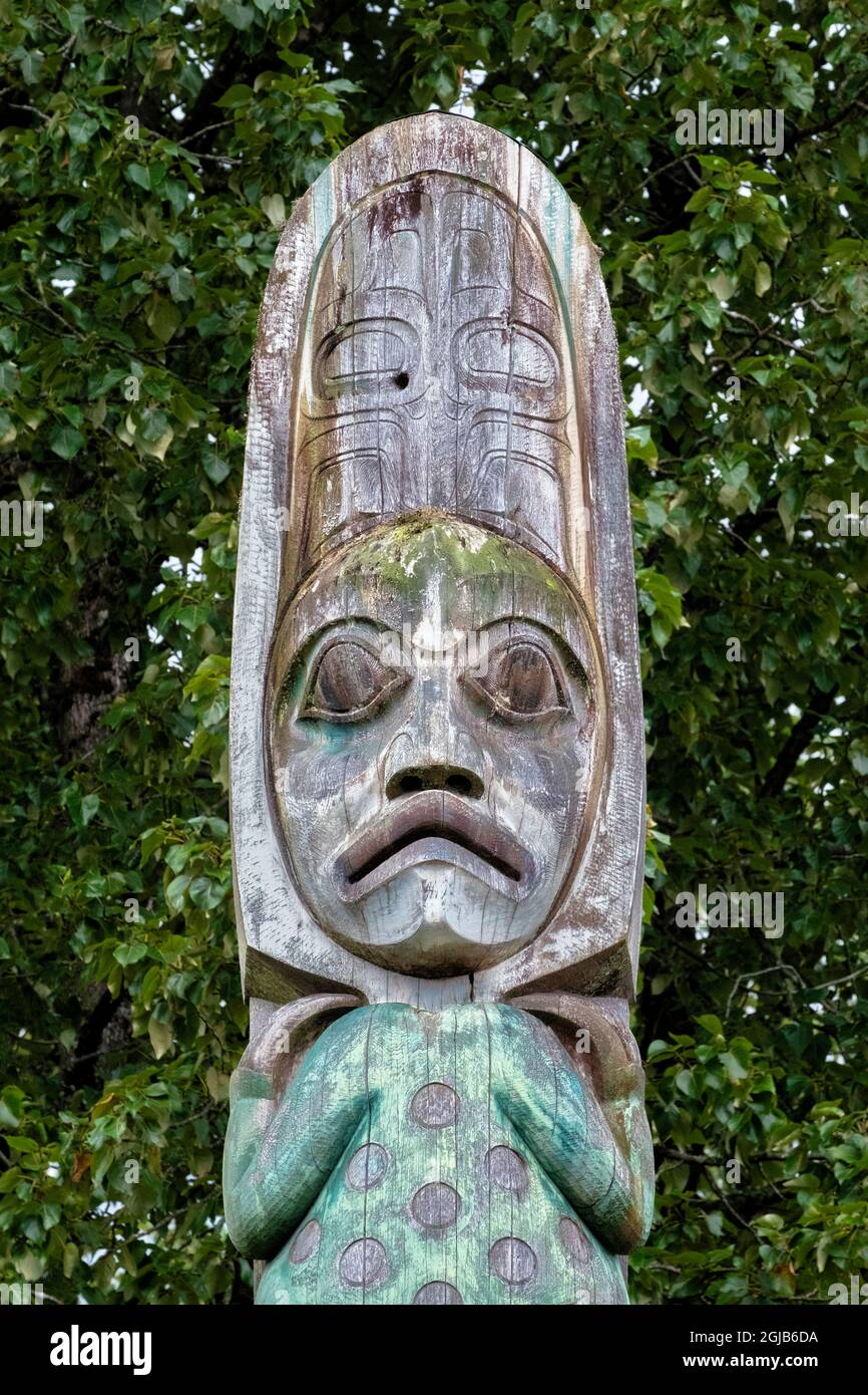Tlingit Totem Pole, Wrangell, Alaska, USA Stockfoto