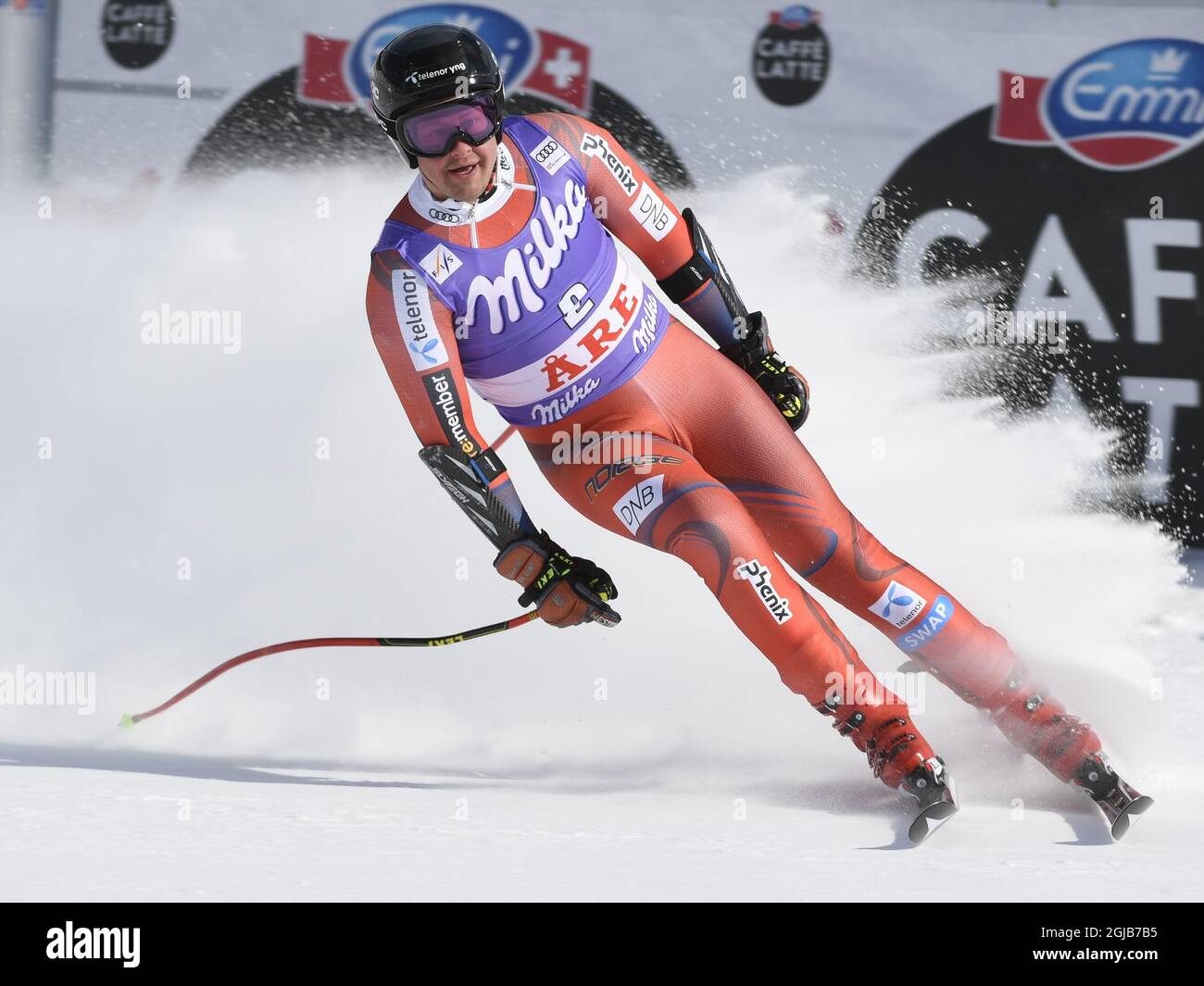 Christof Innerhofer aus Italien reagiert nach dem Super G-Finalrennen der Männer beim FIS Alpinen Ski-Weltcup in Are, Schweden, am 15. März 2018. Pto: Anders Wiklund / TT 10040 Stockfoto