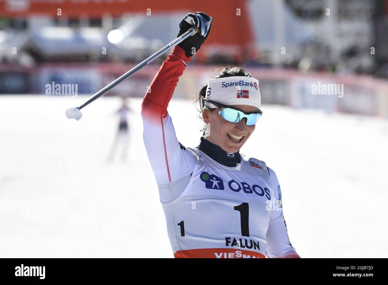 FALUN 20180318 Norwegens Marit Bjoergen Gewinner während der FIS 10 km Cross Country Free Style Sonntag, 18. März 2018 in Falun Schweden. Foto: Ulf Palm / TT kod 9110 Stockfoto