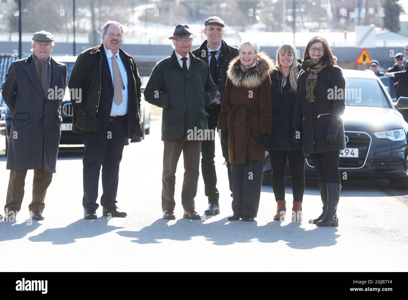 MOTALA 20180327 König Carl XVI Gustaf wird während eines Angelseminars in Motala, Schweden am Dienstag gesehen. Foto Jeppe Gustafsson / TT / Kod 71935 *** BETALBILD *** Stockfoto