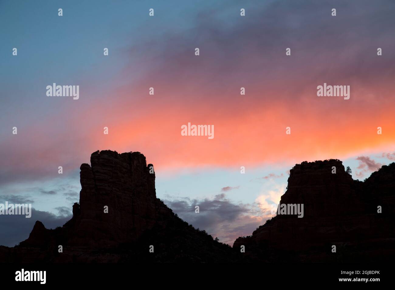 Usa, Arizona, Sedona. Buttes bei Sonnenuntergang. Stockfoto