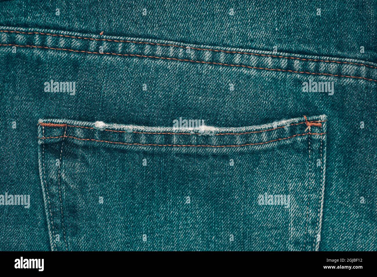 Eine Denium-blue-Jeans-Tasche aus nächster Nähe erschossen Stockfoto