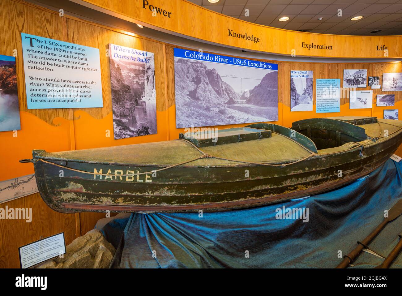 Interpretative Ausstellung, Carl Hayden Visitor Center am Glen Canyon Dam, Glen Canyon National Recreation Area, Page, Arizona, USA. (Nur Für Redaktionelle Zwecke) Stockfoto