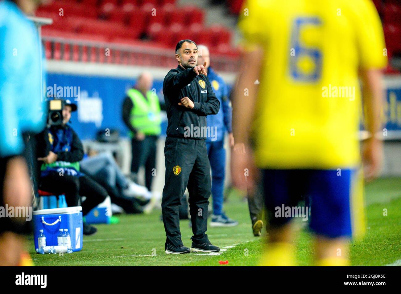 Belgiens Headcoach Johan Walem zeigt sich während des UEFA U21-Qualifikationsspiels (Gruppe 6) zwischen Schweden und Belgien am 16.2018. Oktober in der Guldfageln Arena in Kalmar, Schweden. Foto: Patric Soderstrom / TT / Code 10760 Stockfoto