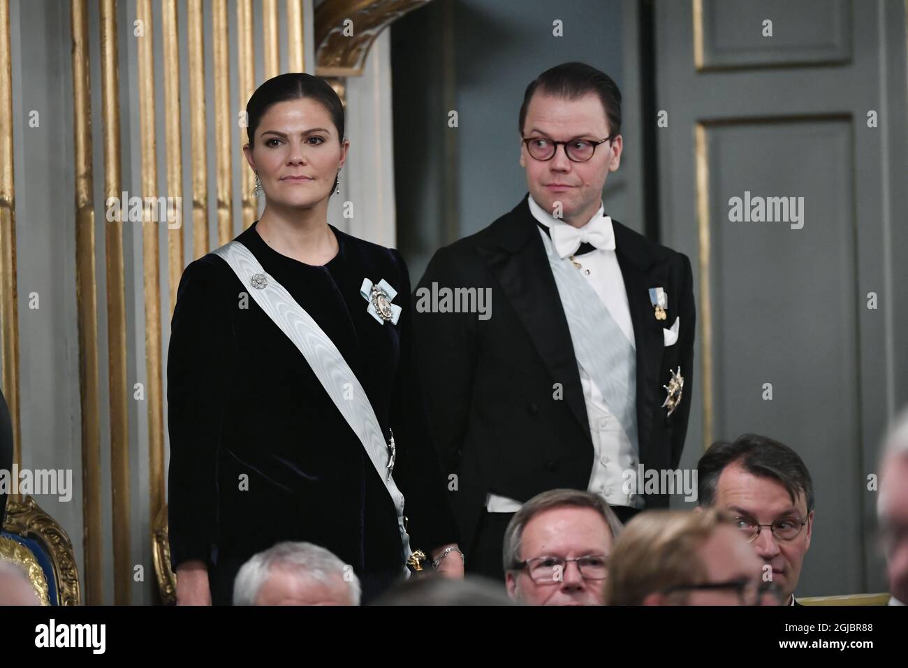 STOCKHOLM 2018-12-20 Schwedens (L-R) Kronprinzessin Victoria und Prinz Daniel während der jährlichen Versammlung der Schwedischen Akademie am 20. Dezember 2018 im Gebäude der Alten Börse in Stockholm, Schweden. Foto: Henrik Montgomery / TT / kod 10060 Stockfoto