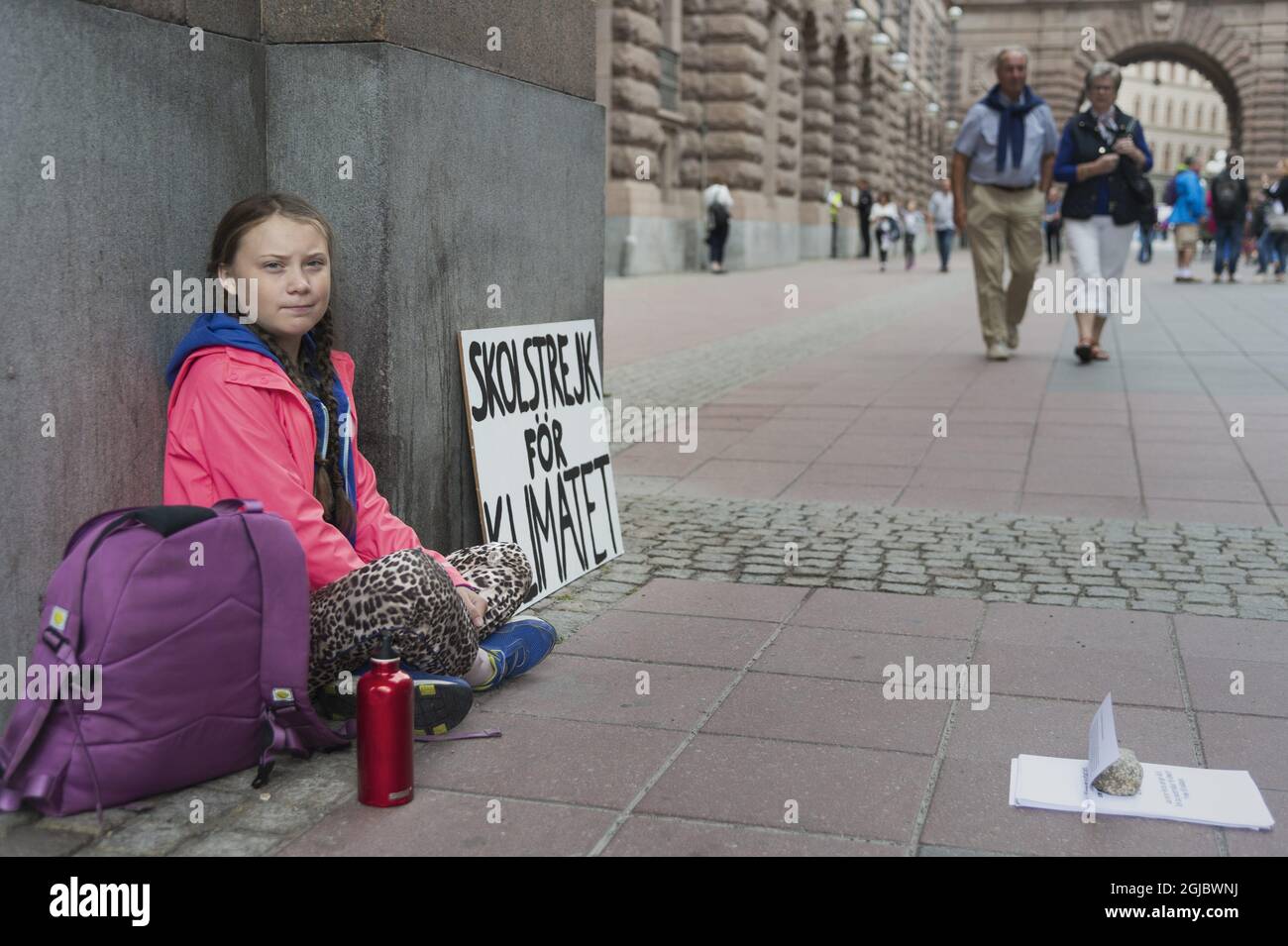 Greta Thunberg während ihrer Schulzeit für das Klima Unsere´Seite des Parlamentsgebäudes in Stockholm Schweden 2012-01-05 Foto W. Jama Naina Helen / Aftonbladet / IBL /TT c ode 2512 Stockfoto