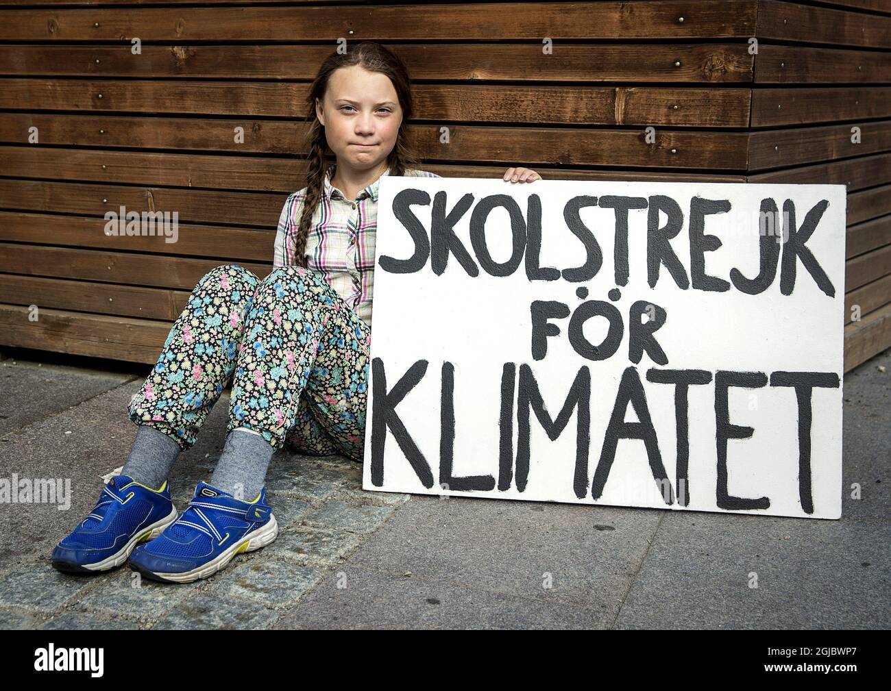 Greta Thunberg während ihrer Schulzeit für das Klima Unsere´Seite des Parlamentsgebäudes in Stockholm Schweden 2018-09-05 Foto Stefan Jerrevang / Aftonbladet / IBL / TT Code 2512 Stockfoto