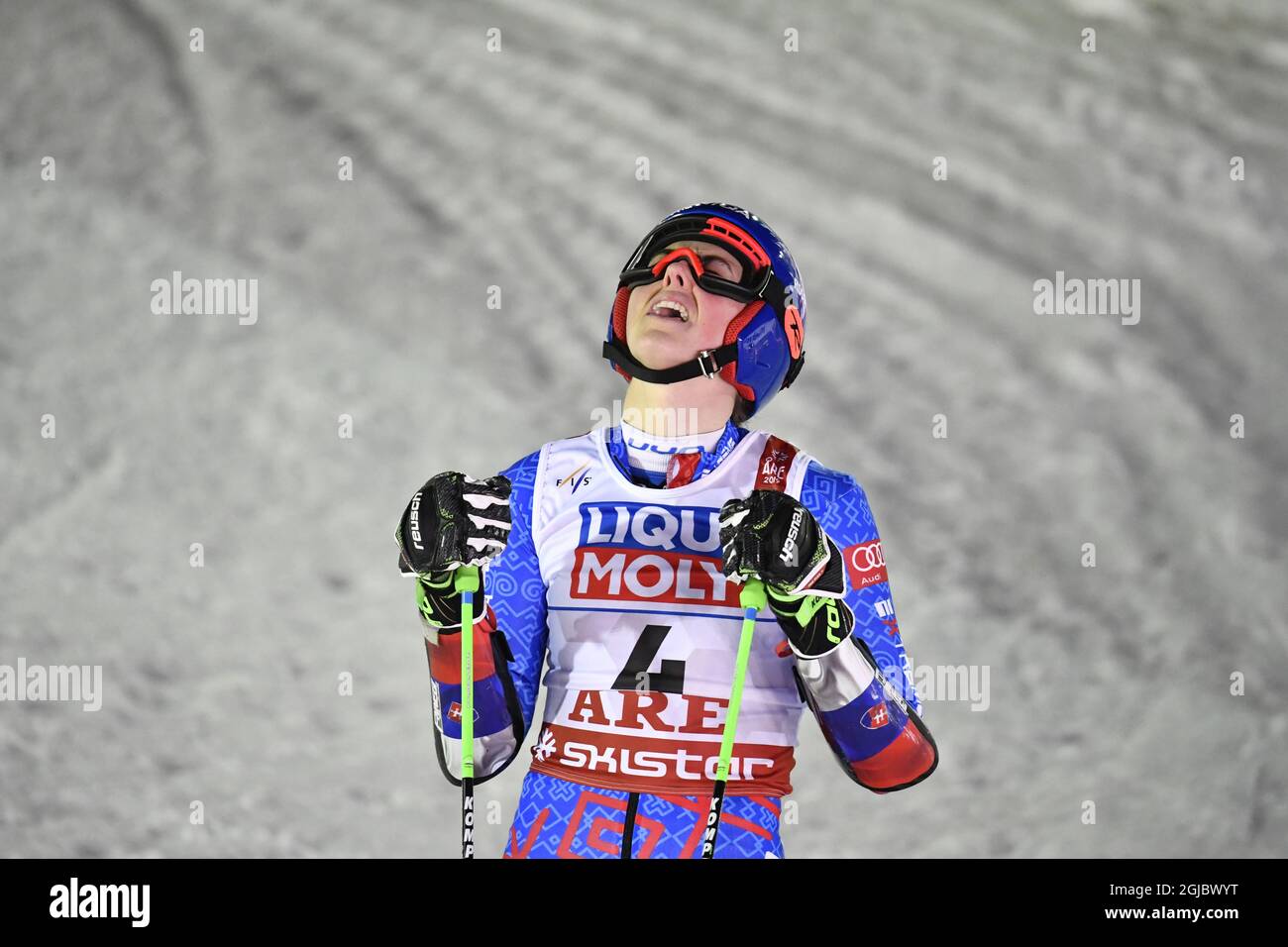 Die slowakische Petra Vlhova gewann den Riesenslalom der Frauen bei den FIS Alpinen Ski-Weltmeisterschaften in Are, Schweden, am 14. Februar 2019. Foto: Anders Wiklund/ TT Stockfoto