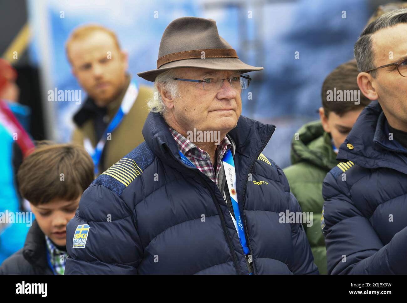 SEEFELD 20190223 Schwedens König Carl Gustaf bei den FIS Nordischen Skiweltmeisterschaften 2019 in Seefeld., Österreich. Foto Fredrik Sandberg / TT kod 10080 *** Stockfoto