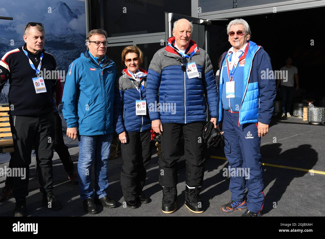 König Harald und Königin Sonja von Norwegen sind am Dienstag, den 26. Februar 2019, bei den Ski-Weltmeisterschaften in Seefeld, Österreich, zu sehen. Foto Fredrik Sandberg / TT kod 10080 Stockfoto