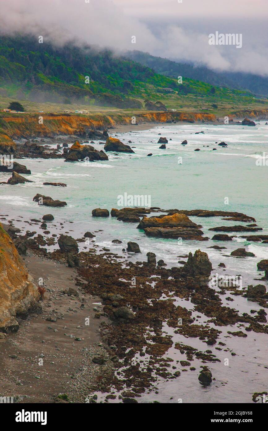 Route 1 in Kalifornien, dramatische Küste in Mendocino. Stockfoto