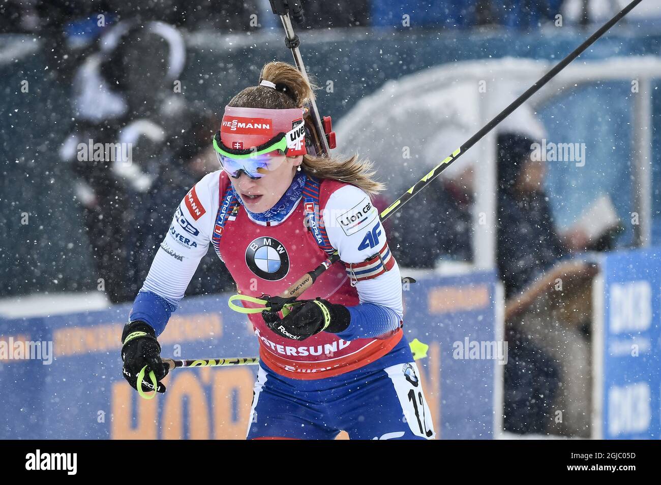 Paulina Fialkova aus der Slowakei tritt am 17. März 2019 beim  12,5-km-Massenstart der Frauen bei den IBU-Biathlon-Weltmeisterschaften in  Oestersund, Schweden, an. Foto: Robert Henriksson / TT / Code 11393  Stockfotografie - Alamy