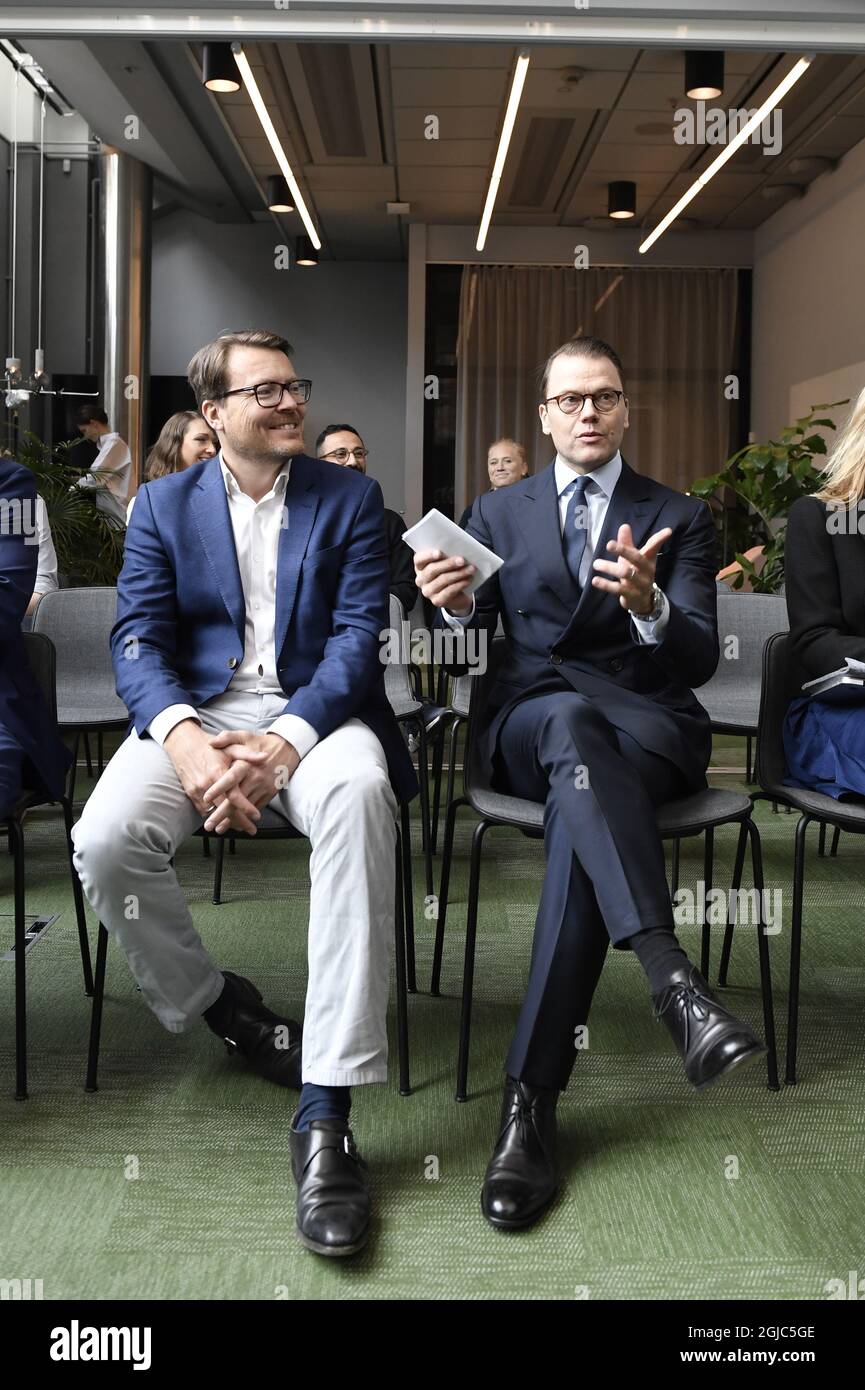 Prinz Daniel zusammen mit Prinz Constantijn aus den Niederlanden, der am Montag, den 27. Mai 2019, Stockholm, Schweden besucht Foto: Stina Stjernkvist / TT / kod 11610 Stockfoto