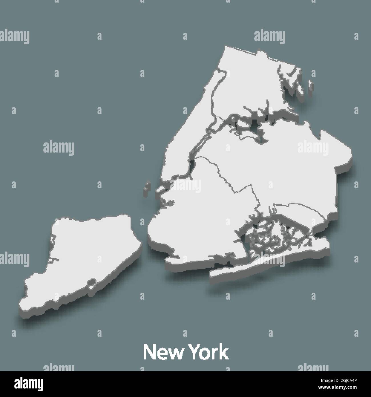 isometrische 3D-Karte von New York ist eine Stadt der Vereinigten Staaten, Vektor-Illustration Stock Vektor