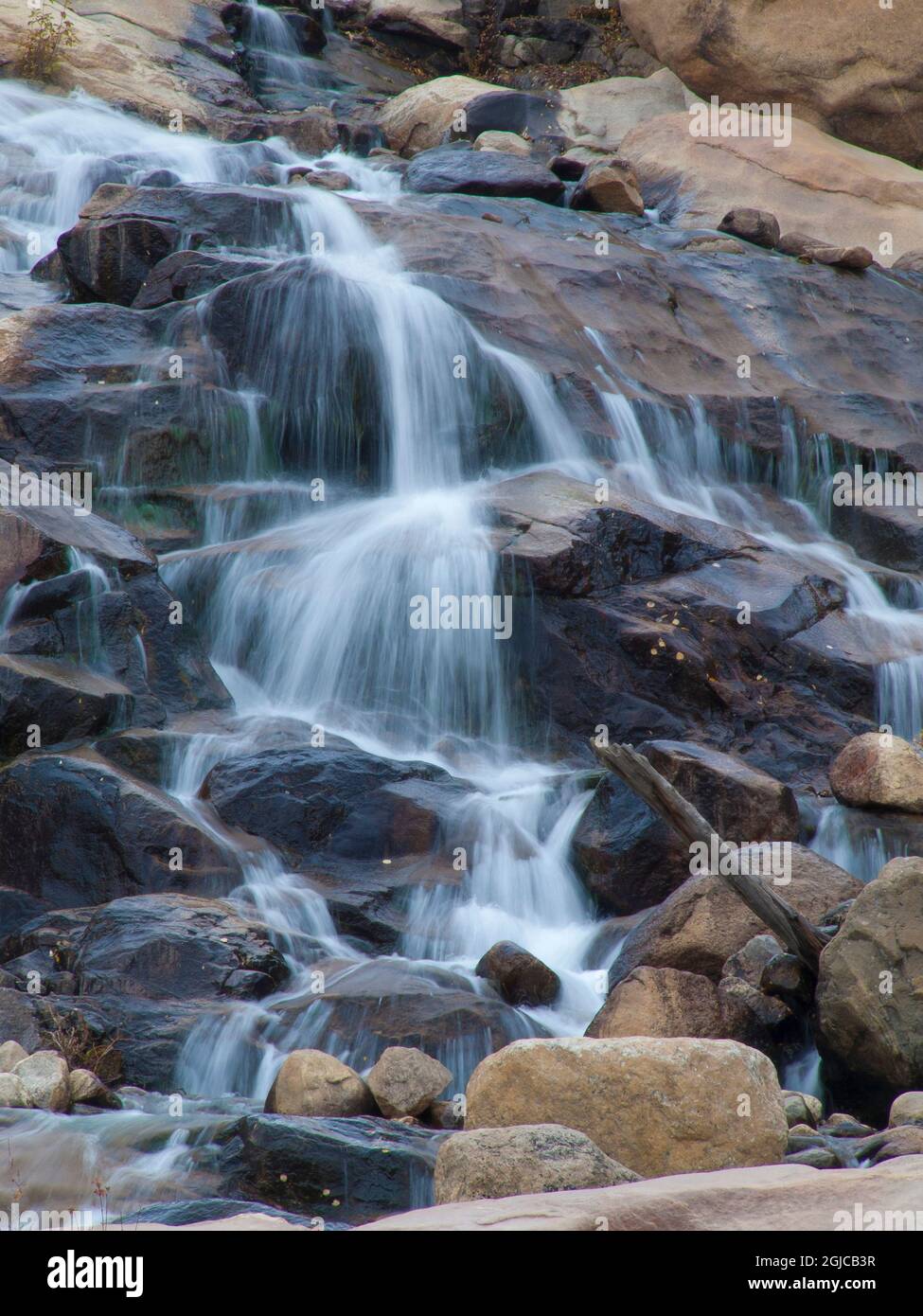 Alluvialer Fan-Wasserfall, Rocky Mountain National Park, Colorado, USA Stockfoto