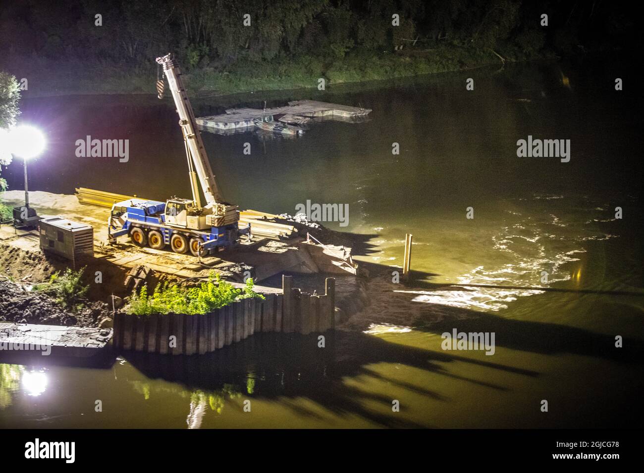 Laufende Arbeiten zur Einhalt des Lecks Störung der Warschauer Kläranlage kontaminiert Weichsel, Warschau, Polen, 2019-09-03 (c) HANSSON KRISTER / Aftonbladet / TT * * * EXPRESSEN OUT * * AFTONBLADET / 3950 Stockfoto