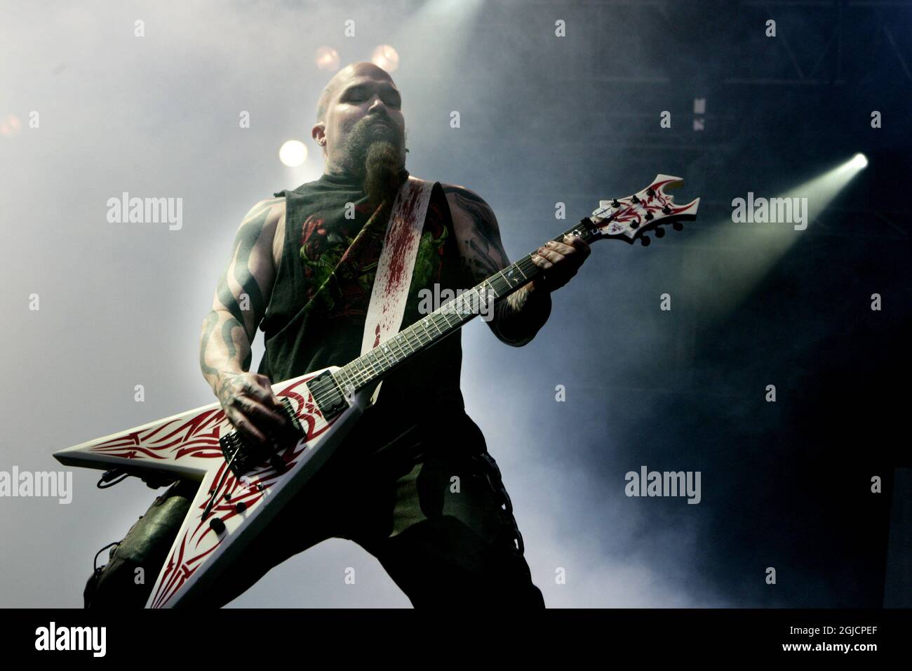 Slayer spielen live auf der Bühne beim Hove Festival in Arendal, Norwegen. Stockfoto