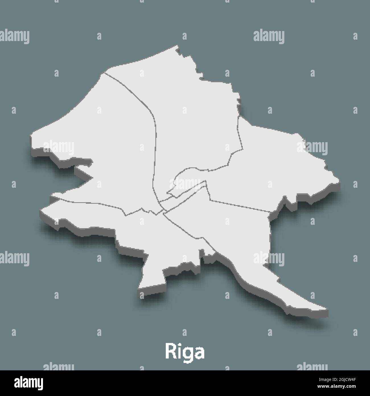 3d isometrische Karte von Riga ist eine Stadt von Lettland, Vektor-Illustration Stock Vektor