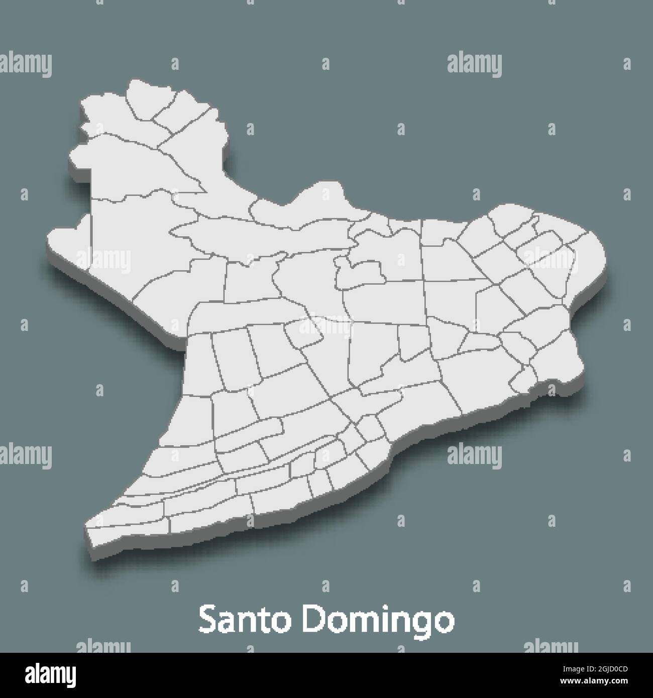3d isometrische Karte von Santo Domingo ist eine Stadt der Dominikanischen Republik, Vektor-Illustration Stock Vektor