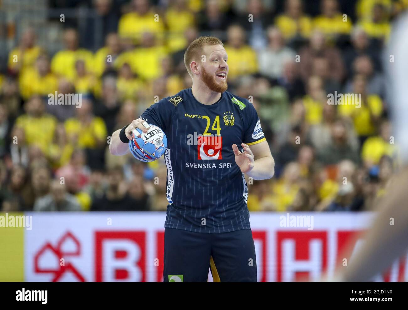 Jim Gottfridsson aus Schweden bei der Männer-Handball-Europameisterschaft, Vorrunde Gruppe F, Spiel zwischen Polen und Schweden im Scandinavium in Göteborg, Schweden, am Dienstag, den 14. Januar 2020. Foto Adam Ihse / TT-Code 9200 Stockfoto