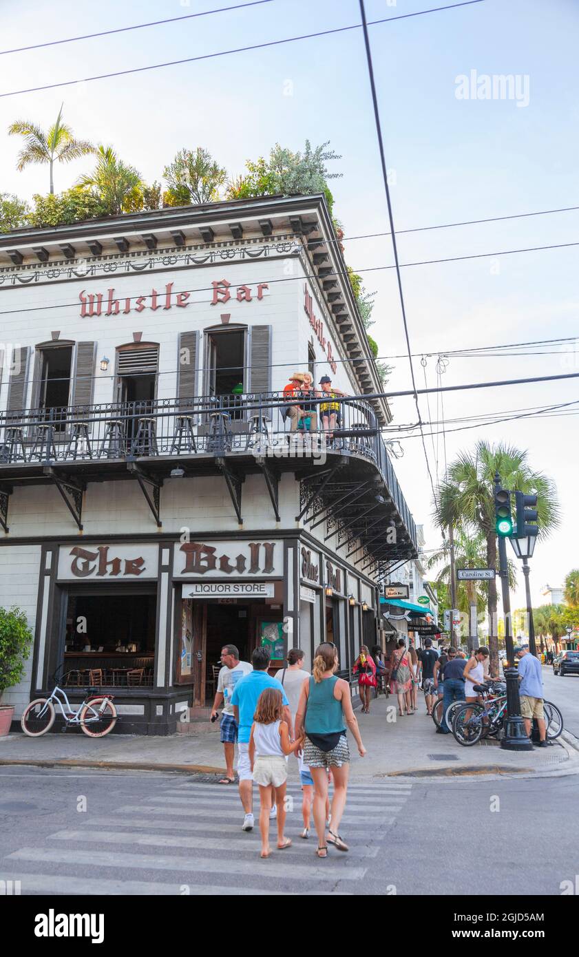 Whistle Bar, The Bull und Garden of Eden, Corner Bar in Key West, Florida Keys, Duval Street. Stockfoto