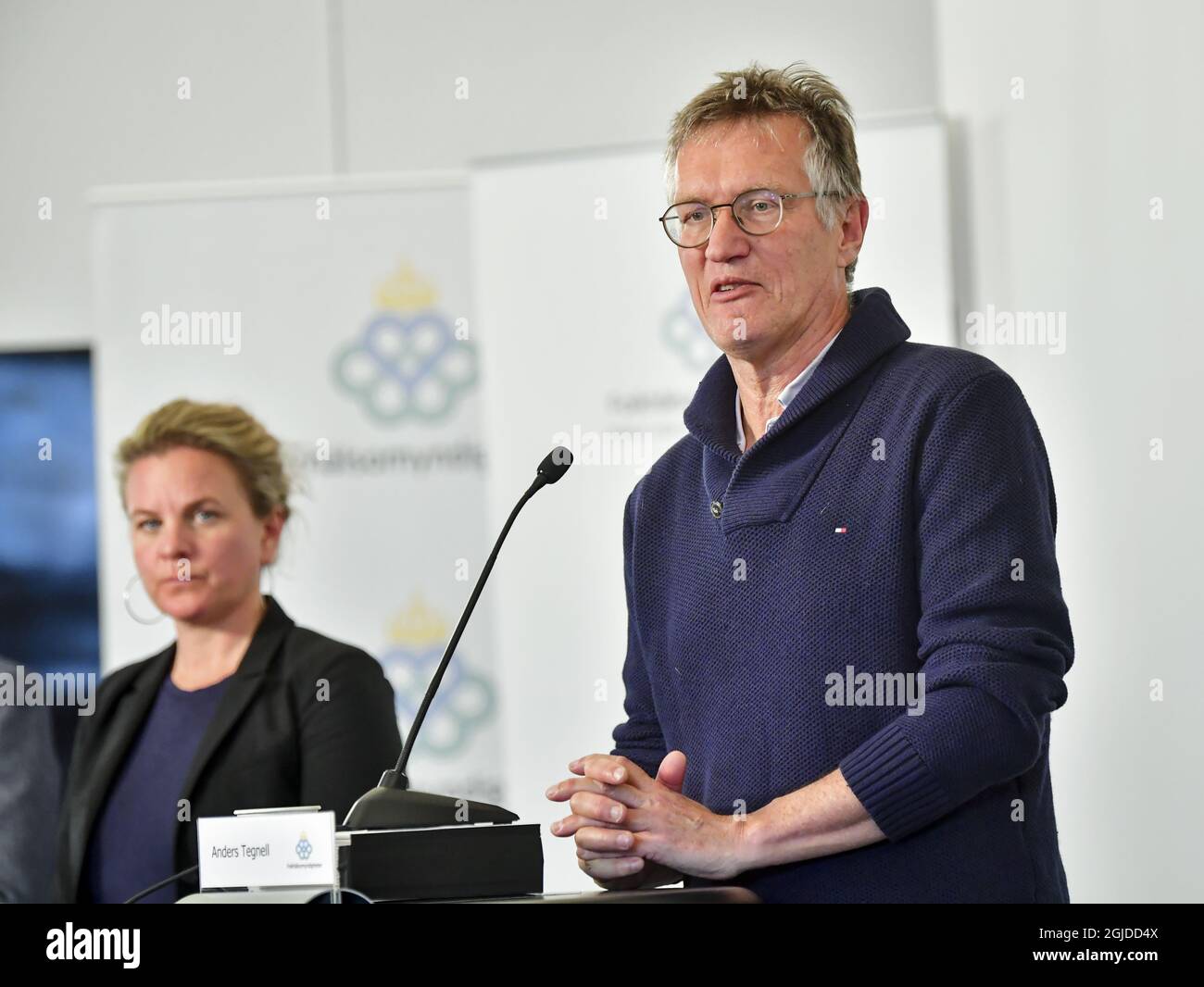 Der staatliche Epidemiologe anders Tegnell von der schwedischen Gesundheitsbehörde spricht am 18. Mai 2020 in Stockholm auf einer Pressekonferenz über das tägliche Update der Lage des Coronavirus Covid-19. Foto: Jonas Ekstromer / TT / Code 10030 *** SCHWEDEN OUT *** Stockfoto