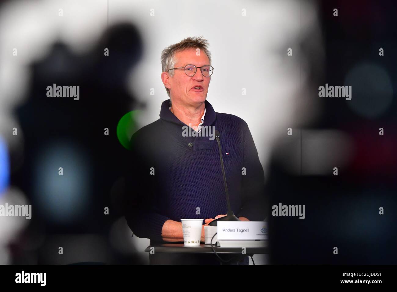 Der staatliche Epidemiologe anders Tegnell von der schwedischen Gesundheitsbehörde spricht am 18. Mai 2020 in Stockholm auf einer Pressekonferenz über das tägliche Update der Lage des Coronavirus Covid-19. Foto: Jonas Ekstromer / TT / Code 10030 *** SCHWEDEN OUT *** Stockfoto