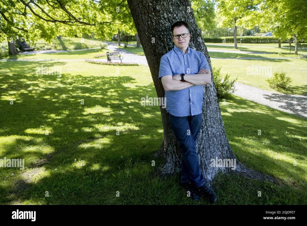 Peter Sjolund, Genealogist und DNA-Experte, half der Polizei, die Doppelmorde an einem 8-jährigen Jungen und einer 56-jährigen Frau in Linkoping im Jahr 2004 mithilfe kommerzieller Genealogie-Datenbanken und DNA zu lösen. Foto: Mats Andersson / TT Code 62210 Stockfoto