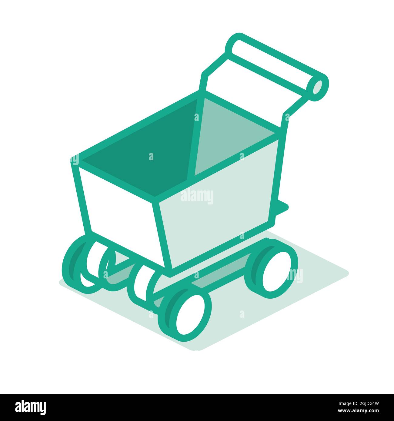 Leeren Sie Den Supermarkt-Trolley. Einkaufswagen. Skizzieren Sie Das Isometrische Konzept. Vektorgrafik. Symbol auf weißem Hintergrund isoliert. Stock Vektor