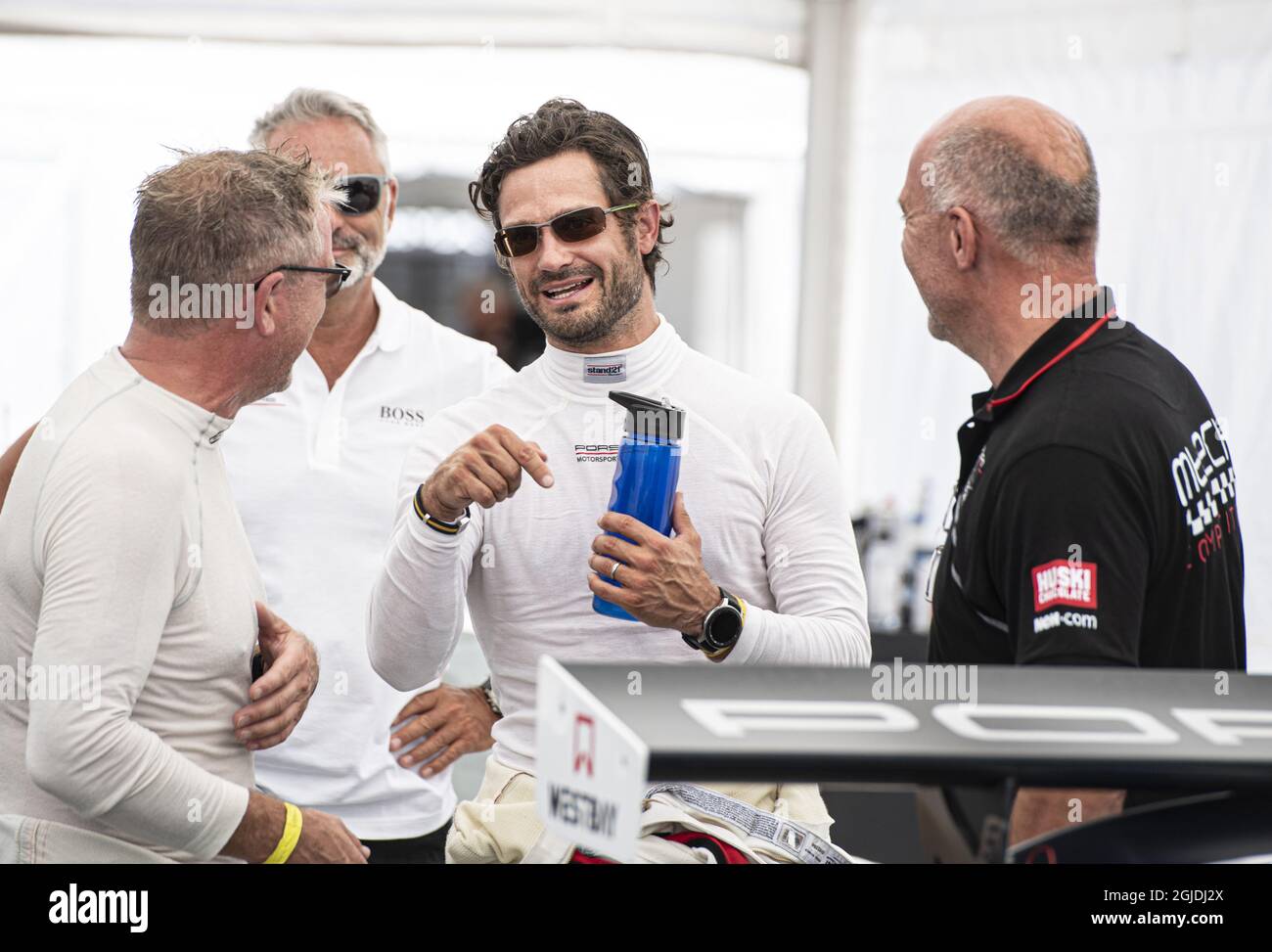 KARLSKOGA 2020-08-15 Prinz Carl Philip tritt am 15. August 2020 im Porsche Carrera Cup Scandinavia in der Gellerasen Arena an. Foto: Tommy Pedersen / TT / kod 10650 Stockfoto