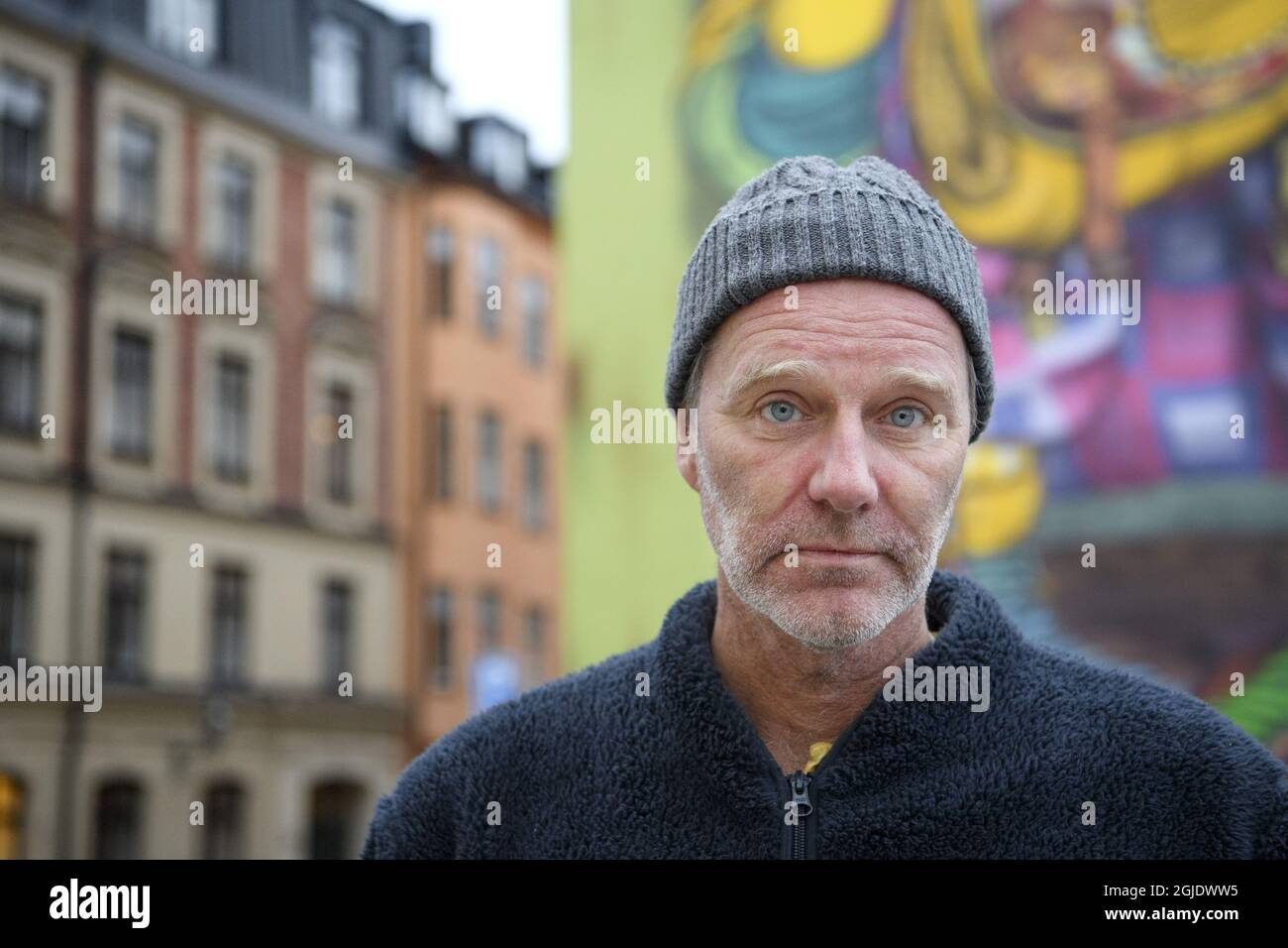 Der schwedische Schriftsteller John Ajvide Lindqvist, fotografiert in Stockholm, Schweden, 10. Dezember 2020. Foto: Jessica Gow / TT Code 10070 Stockfoto