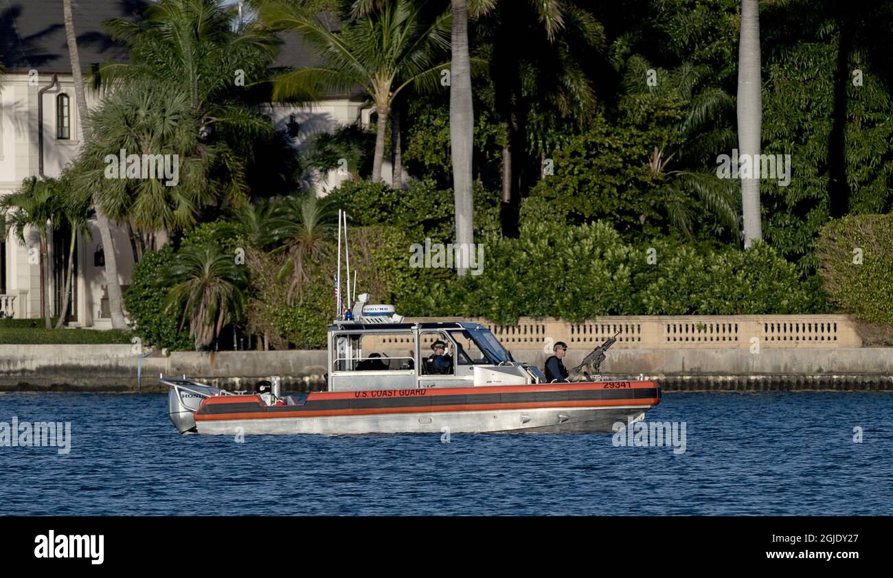 Donald Trumps privater Club Mar-a-Lago, Palm Beach, Florida, USA, am 24. Januar 2021. Bild: US-Küstenwache. Foto: Jerker Ivarsson / Aftonbladet / TT-Code 2512 Stockfoto
