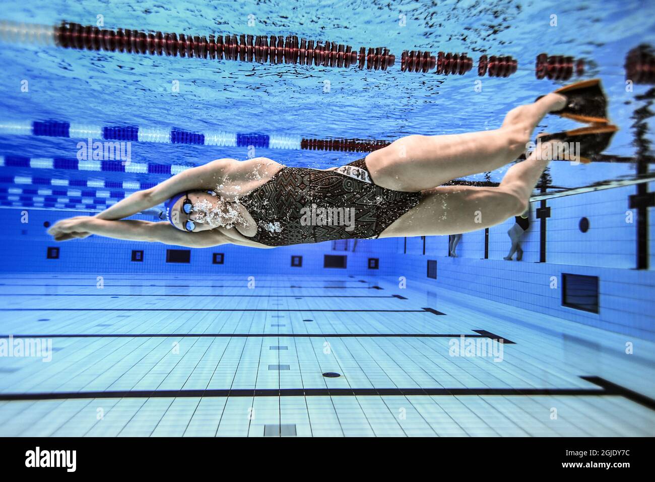 Die schwedische Schwimmerin und mehrfache Weltrekordhaltin Sarah Sjostrom fotografierte während des Trainings am 25. Januar 2021 in Eriksdalsbad in Stockholm, Schweden. Foto: Jonas Lindkvist / DN / TT / Code 3507 Stockfoto