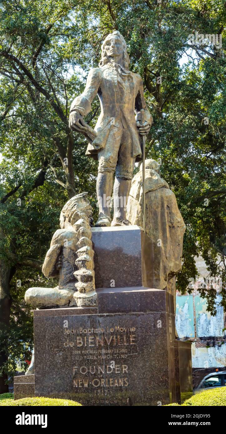 Jean-Baptiste Bienville Statue, New Orleans, Louisiana. Statue von Angela Gregory, 1955 gegossen. (Nur Für Redaktionelle Zwecke) Stockfoto